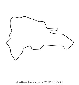 Dominican Republic country simplified map. Thin black outline contour. Simple vector icon