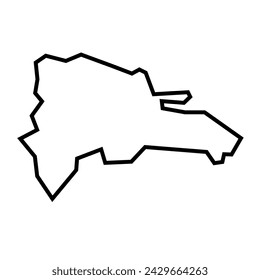 Dominican Republic country thick black outline silhouette. Simplified map. Vector icon isolated on white background.