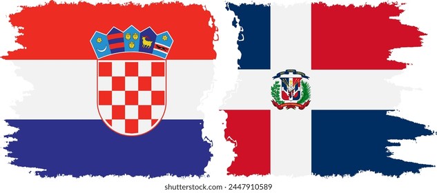 Dominican Republic and Croatia grunge flags connection, vector