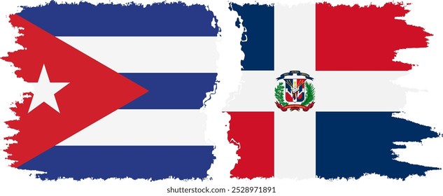 Dominican Republic and  Cuba grunge flags connection, vector