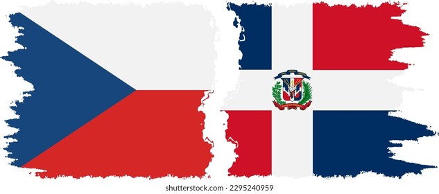 Dominican Republic and Czech Republic grunge flags connection, vector