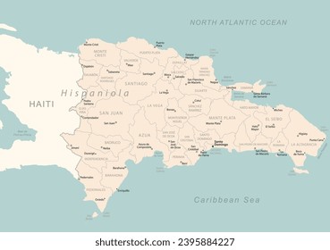 Dominican Republic - detailed map with administrative divisions country. Vector illustration