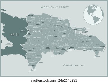 Dominican Republic - detailed map with administrative divisions country. Vector illustration