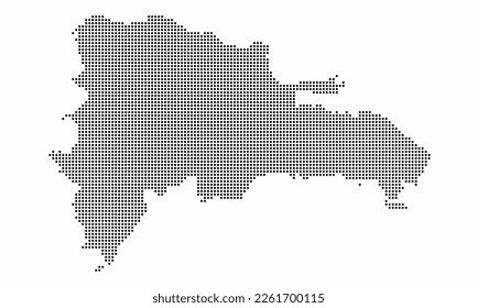 Dominican Republic dotted map with grunge texture in dot style. Abstract vector illustration of a country map with halftone effect for infographic. 