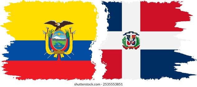 Dominican Republic and Ecuador grunge flags connection, vector