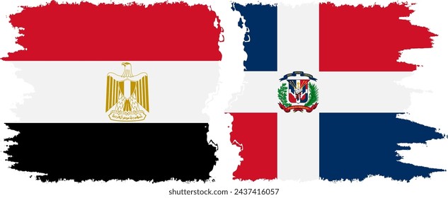 Dominican Republic and Egypt grunge flags connection, vector