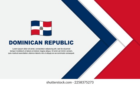 Plantilla de diseño de fondo de resumen de bandera de República Dominicana. Ilustración del vector de caricaturas del Día de la Independencia de República Dominicana. Caricatura de República Dominicana