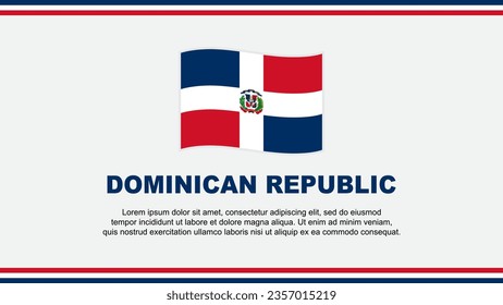 Plantilla de diseño de fondo de resumen de bandera de República Dominicana. Cartel del Día de la Independencia de República Dominicana Ilustración del Vector de Medios Sociales. Diseño de República Dominicana