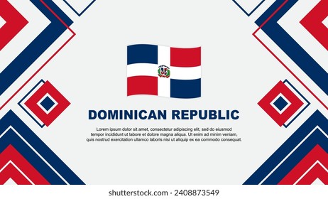 Plantilla de diseño de fondo de resumen de bandera de República Dominicana. Ilustración de vectores de papel tapiz del Día de la Independencia de República Dominicana. Antecedentes en la República Dominicana