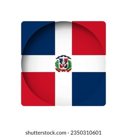 Dominican Republic flag - behind the cut circle paper hole with inner shadow.