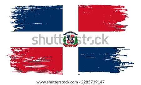 Dominican Republic flag with brush paint textured isolated  on png