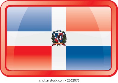 Dominican Republic Flag Button. Flag icon.