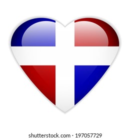 Dominican Republic flag button on a white background. Vector illustration.