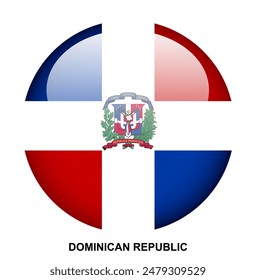 DOMINICAN REPUBLIC flag button on white background