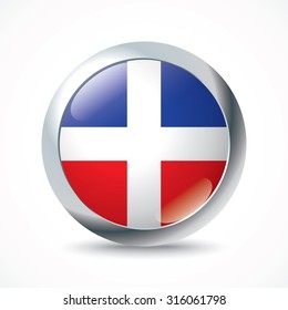Dominican Republic flag button - vector illustration