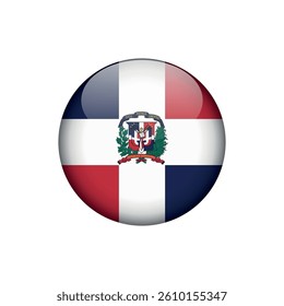 Dominican Republic Flag Circle Button Vector Template