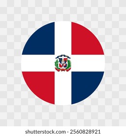 Dominican Republic flag - circle vector flag isolated on checkerboard transparent background