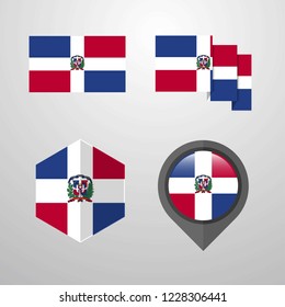 Dominican Republic flag design set vector