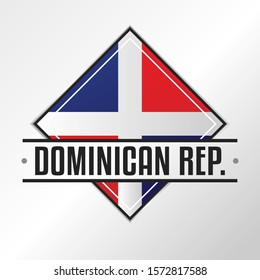 Dominican Republic Flag Emblem. Vector Design National. Illustration Country Symbol. Insignia Banner Logo.