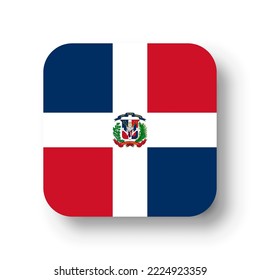 Dominican Republic flag - flat vector square with rounded corners and dropped shadow.