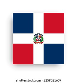 Dominican Republic flag - flat vector square with sharp corners and dropped shadow.