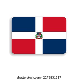 Dominican Republic flag - flat vector rectangle with rounded corners and dropped shadow.