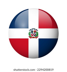 Dominican Republic flag - glossy circle badge. Vector icon.