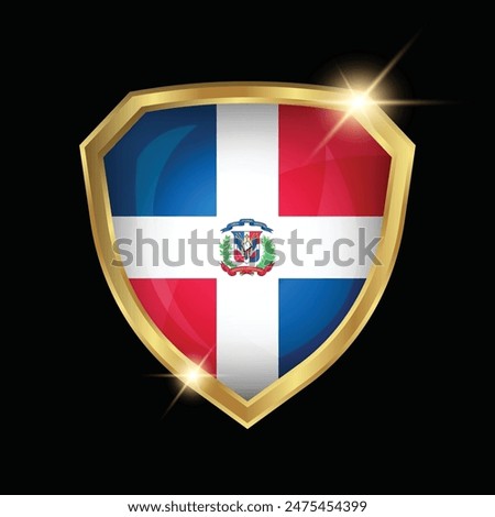 Dominican Republic Flag Golden Shield Logo