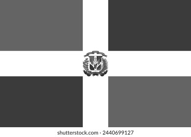 Dominican Republic flag - greyscale monochrome vector illustration. Flag in black and white