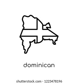 Dominican Republic flag icon. Trendy modern flat linear vector Dominican Republic flag icon on white background from thin line Country Flags collection, editable outline stroke vector illustration