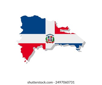 Dominican Republic - Flag inscribed in the contour of the country. Vector illustration.