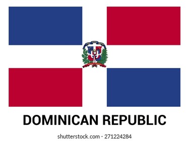 Dominican Republic flag isolated vector in official colors and Proportion Correctly. country's name label in bottom Dominican Republic flag isolated vector in official colors and Proportion Correctly. country's name label in bottom