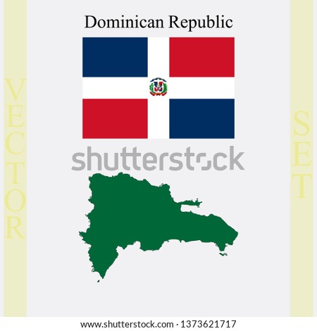 Dominican republic flag and map, abstract vector art illustration