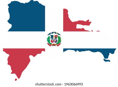 DOMINICAN REPUBLIC  FLAG AND MAP ICON VECTOR