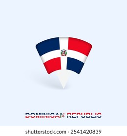 Dominican Republic Flag Map Pointer Design with Shadow. Vector illustrator.