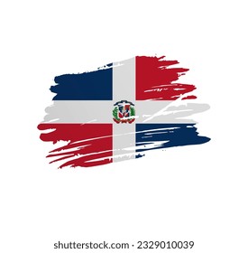 Dominican Republic flag - nation vector country flag trextured in grunge scratchy brush stroke.