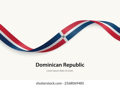 Dominican Republic flag on Waving ribbon. Template for independence day