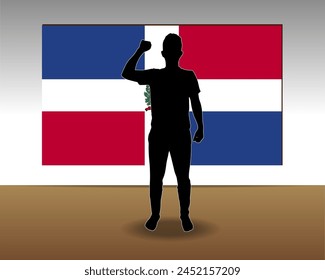 Dominican Republic flag paper texture, single-piece element, vector design, Dominican Republic flag taped on wall, decoration or celebration idea