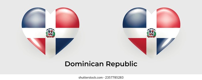 Dominican Republic flag realistic glas heart icon vector illustration