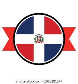 Dominican Republic flag in round button of icon. flag logo of Dominican Republic emblem isolated on white background, Dominican Republic national concept sign, Vector illustration.
