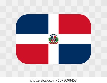 Dominican Republic flag - rounded rectangle colorful flag representing a country cultural identity and heritage. The essence of national pride and unity. Vector flag on transparent background.