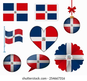 Dominican Republic flag set of 8 items vector