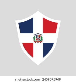 Dominican Republic Flag in Shield Shape Frame