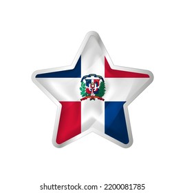Dominican Republic flag in star. Button star and flag template. Easy editing and vector in groups. National flag vector illustration on white background.