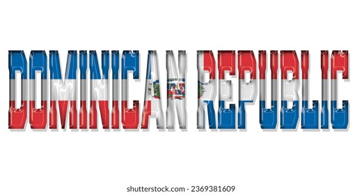 DOMINICAN REPUBLIC flag text font, DOMINICAN REPUBLIC Font With Flag, vector illustration