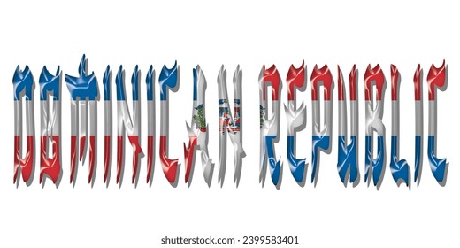 DOMINICAN REPUBLIC flag text font, 3D DOMINICAN REPUBLIC flag colorful background, DOMINICAN REPUBLIC flag vector illustration