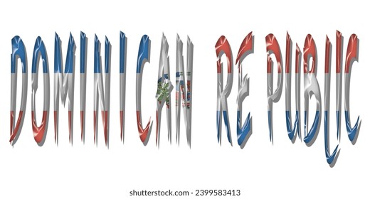 DOMINICAN REPUBLIC flag text font, 3D DOMINICAN REPUBLIC flag colorful background, DOMINICAN REPUBLIC flag vector illustration