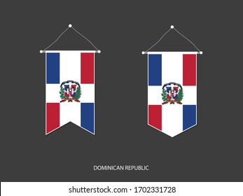 Dominican Republic flag in various shape, Soccer Flag Pennant Vector ,Vector illustration.