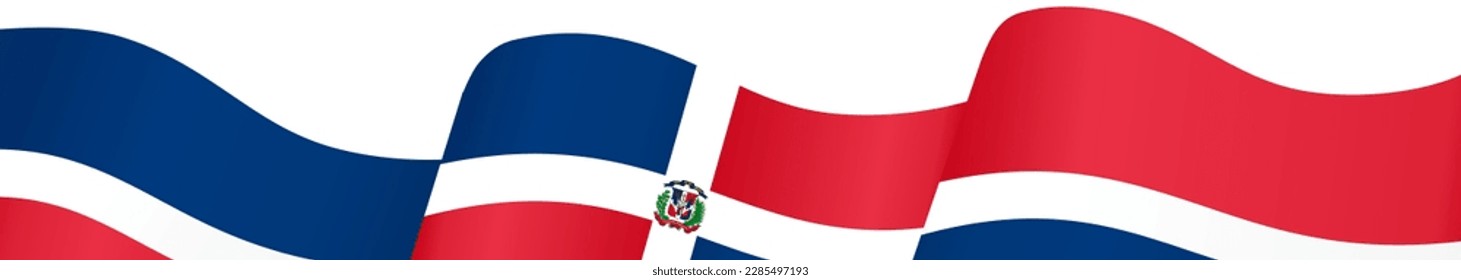 Dominican Republic  flag wave isolated on png or transparent background