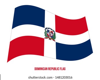 Dominican Republic Flag Waving Vector Illustration on White Background. Dominican National Flag.